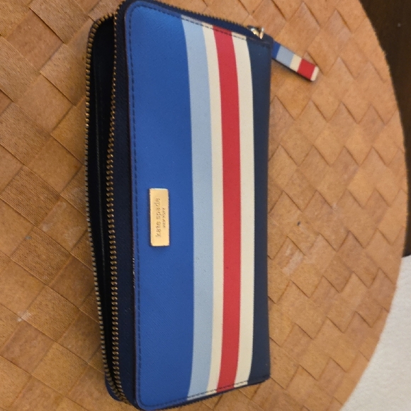 Kate Spade Blue Wallet with Red and White Stripes - Picture 9 of 9